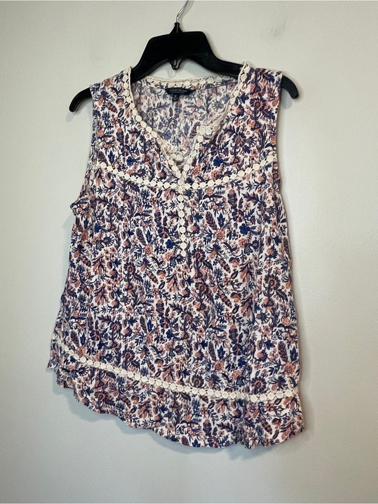 Lucky Brand Tops - Lucky Brand Navy & Rust Floral Lace-Trim Tank